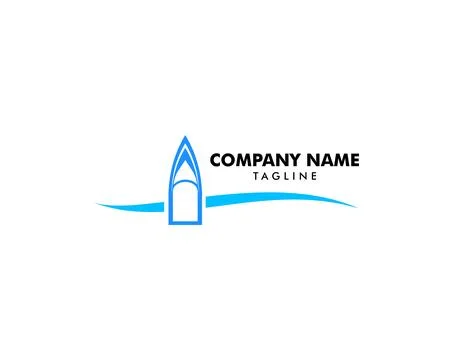 Speed boat logo design template, Sea boat logo design concept Stock Illustration
