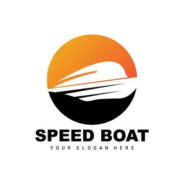 Speed Boat Logo, Fast Cargo Ship Vector, Sailboat, Design For Ship Manufact.. Stock Illustration