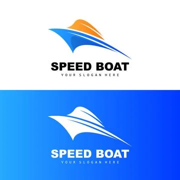 Speed Boat Logo, Fast Cargo Ship Vector, Sailboat, Design For Ship Manufact.. Stock Illustration