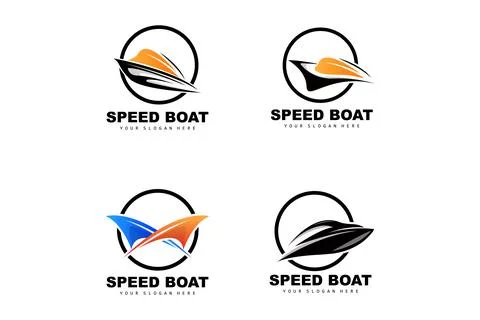 Speed Boat Logo, Fast Cargo Ship Vector, Sailboat, Design For Ship Manufact.. Stock Illustration