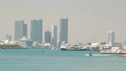Speed boat in Miami Stock Footage