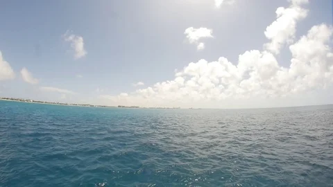 Speed Boat Ocean View Moving Towards Distant Land HD Stock Footage 73555879