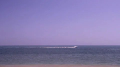 Speed boat pass, wide Stock Footage 38373369