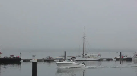 Speed boat passes by Stock Footage 35274532