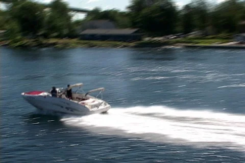 Speed boat on the river Stock Footage 63281