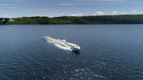 Speed Boat on River Stock Footage 99643772