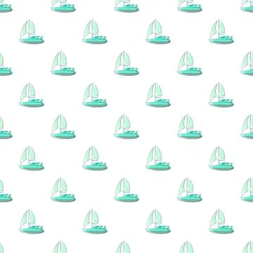 Speed boat with sail pattern, cartoon style Stock Illustration