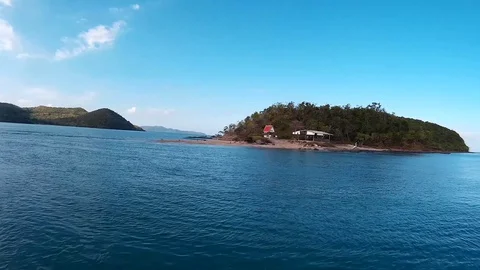 A speed boat sails to the islands. Stock Footage 87118889