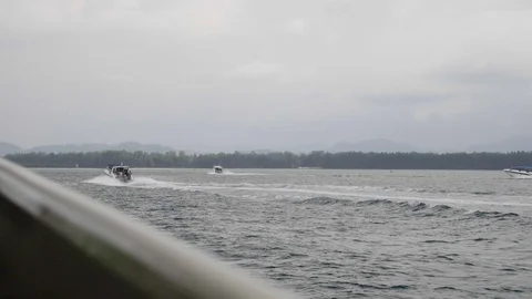 Speed Boat in Sea Stock Footage 86847124
