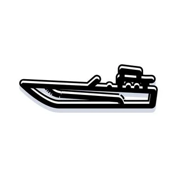Speed boat simple outline vector graphic design Stock Illustration
