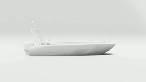 Speed Boat Streamlined White 3D Watercraft on Studio Background Video stock 312973056