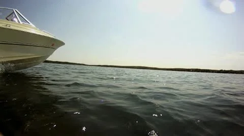 Speed boat at Water Level Stock Footage