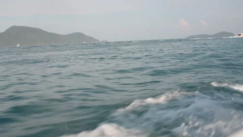 By speed boat on waves Stock Footage 86528252