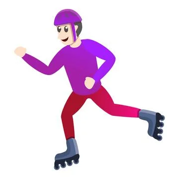 Speed boy inline skates icon, cartoon style Stock Illustration
