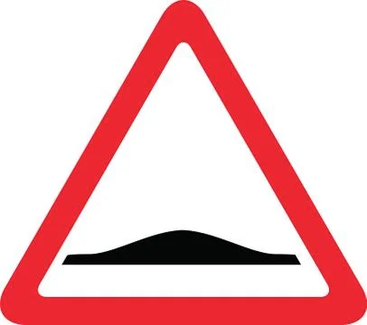 Speed bump road red triangle sign Stock Illustration