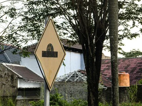 Speed Bump Sign in West Java Stock Photos
