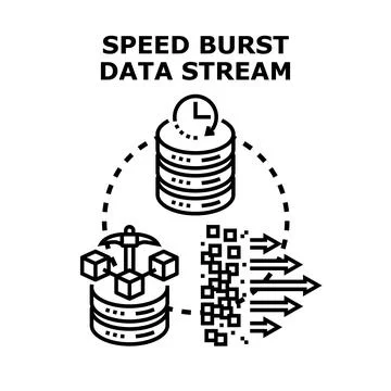 Speed burst data stream processing technology concept Illustrazione stock