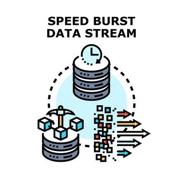 Speed burst data stream processing technology concept Stock Illustration