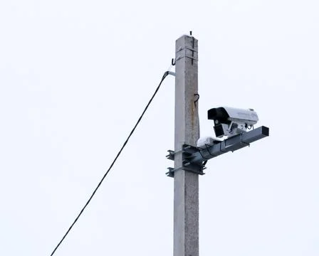 Speed camera installed on pole. quality photo Stock Photos