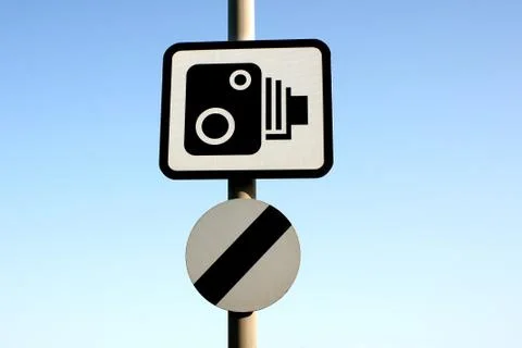 Speed camera warning sign Foto stock