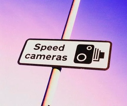 SPEED CAMERA WARNING SIGN Stock Photos