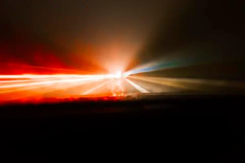 Speed car lights trails. Stock Photos