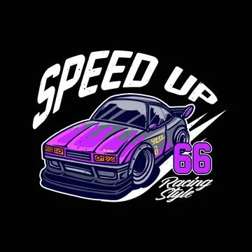 Speed car logo template, vector illustration on black background. Auto club.. Stock Illustration