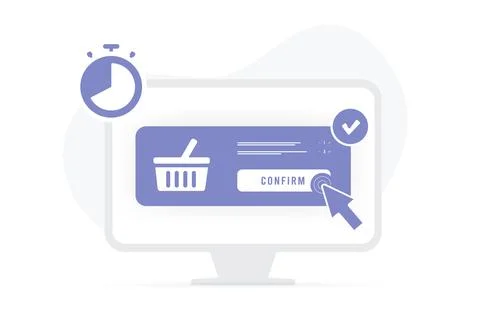 Speed Up Checkout concept. Improving ecommerce conversion digital marketing Illustrazione stock