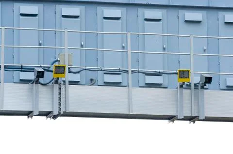 Speed control radar on a highway Stock Photos