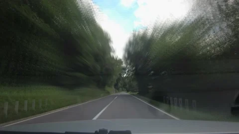 Speed up dash cam point of view POV driving on countryside road Stock Footage 138591230