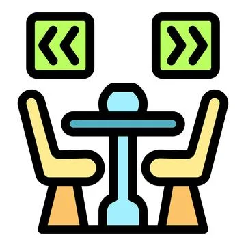 Speed dating event with two chairs and table facing each other Stock Illustration