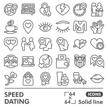 Speed dating line icon set, relationship symbols collection or sketches. Couple Ilustração Stock