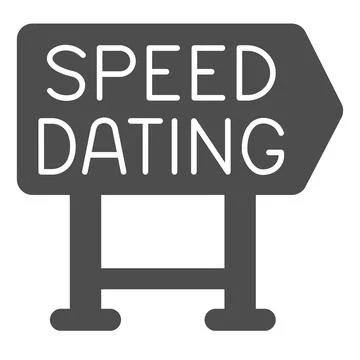 Speed dating signboard pointer emblem solid icon, dating concept, logo vector Stock Illustration