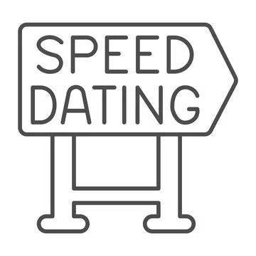 Speed dating signboard pointer emblem thin line icon, dating concept, logo Stock Illustration
