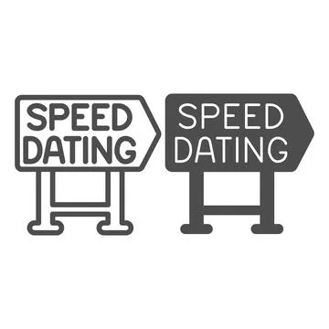 Speed dating signboard pointer emblem line and solid icon, dating concept, logo Illustrazione stock
