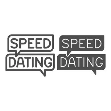Speed dating speech bubble, dialogue box, emblem line and solid icon, dating Illustrazione stock