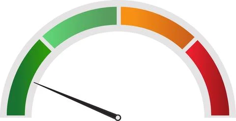 Speed dial indicator, Green and red meter, low and high barometers set of c.. Stock Illustration