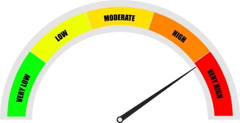 Speed dial indicator, Green and red meter, low and high barometers, Speedom.. Illustrazione stock