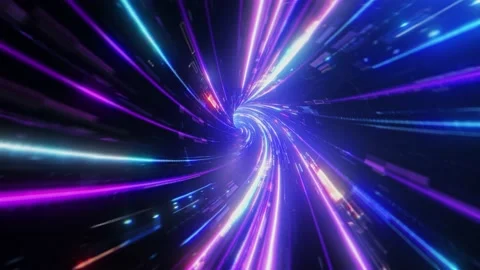 Speed of digital lights into futuristic tunnels. Stock Footage
