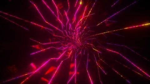 Speed of digital lights tunnel, computer generated. 3d rendering of abstract Stock Illustration