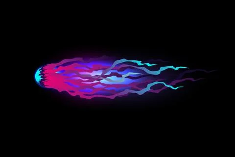 Speed effect cartoon vfx. Comic line blaster shot. Energy fire flame light. Neon Stock Illustration