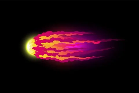 Speed effect cartoon vfx. Comic line blaster shot. Energy fire flame light. Neon Stock Illustration