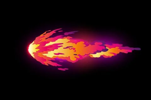 Speed effect cartoon vfx. Comic line blaster shot. Energy fire flame light. Neon Illustrazione stock