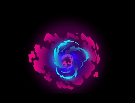 Speed effect cartoon vfx. Comic line blaster shot. Energy fire flame light. Neon Stock Illustration