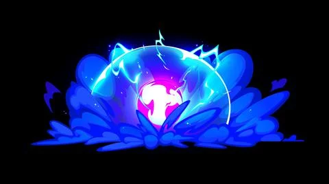 Speed effect. Glowing explosion epicenter. Lightning energy. Fume clouds. Pow Stock Illustration