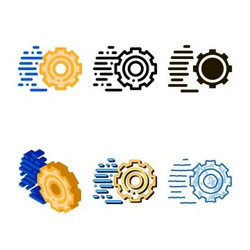 Speed fast gear styleset icon vector outline Stock Illustration