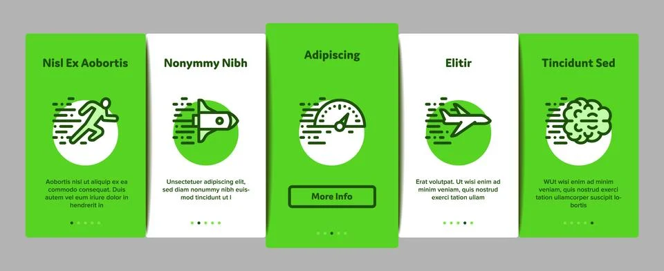 Speed Fast Motion Onboarding Elements Icons Set Vector Stockillustratie