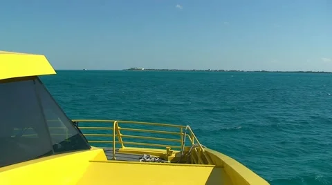 Speed ferry ship float the sea from Cancun to Isla Mujeres. Mexico Stock Footage 54306748