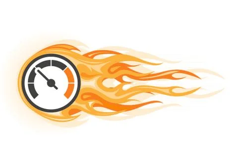 Speed - flaming speedometer in motion, quick movement Stock-Illustration
