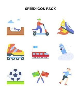 Speed Flat Bundle Icons Pack Stock Illustration